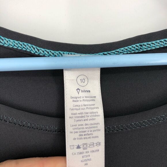 Ivivva Lululemon Shirt Girls 10 Gray Short Sleeve Curve Hem Mesh - Picture 3 of 13